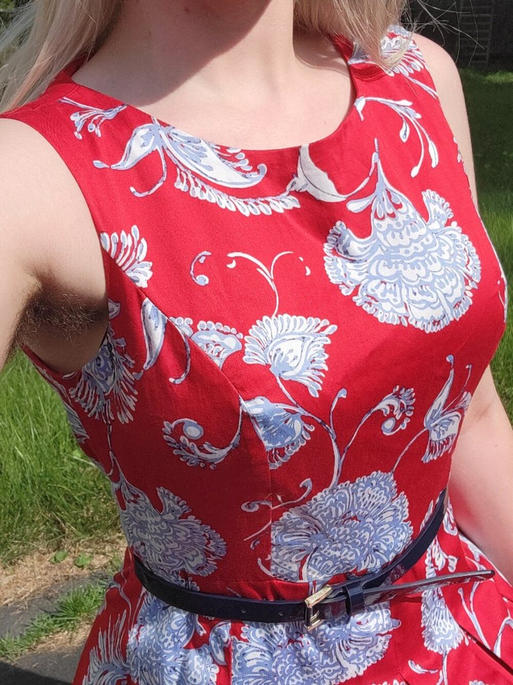 ₊˚🌼⊹ Tommy Hilfiger NWOT red and blue retro floral sun dress ✧❤️˚.